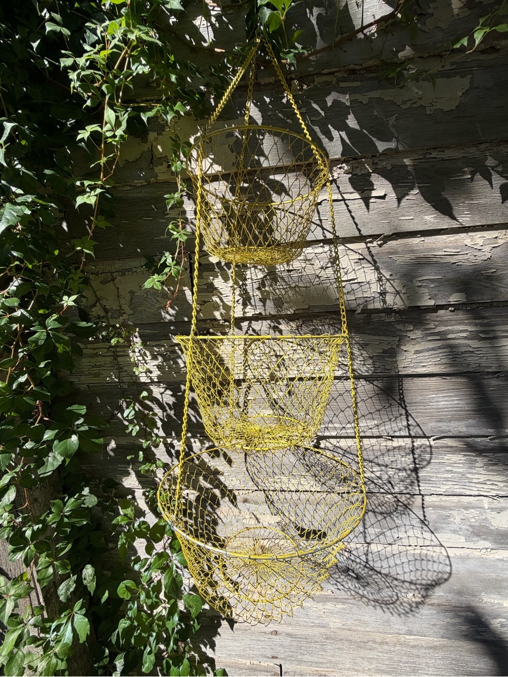 Vintage Three-Tier Hanging Wire Basket